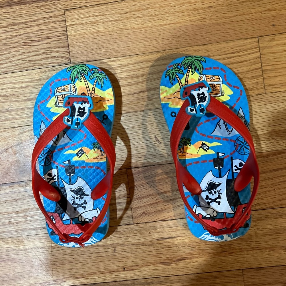 Kids Pirate Adventure Flip Flops - Red